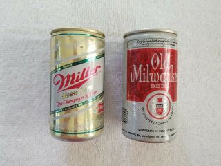 2 Zip Pull Top Beer Cans: 1975 Old Milwaukee - Miller High Life