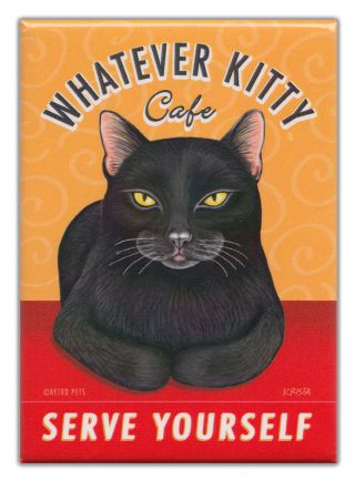 Retro Cats Refrigerator Magnets: Whatever Kitty CafÉ | Vintage Advertising Art