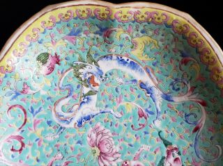 Fine Chinese 19th Century Famille Rose footed Dish,  Signedbwith Chop,  Dragons 4