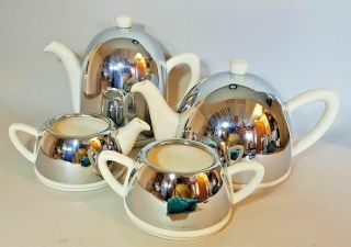 Vintage Ever Hot " R " Insulated Chromed Teapot Coffee Pot Sugar Milk Set