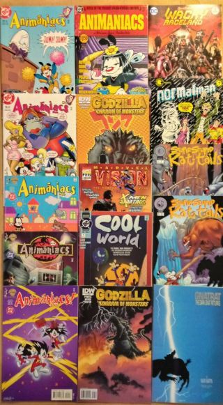 Animaniacs,  Godzilla,  Bone,  More.  Set Of 15 Comics