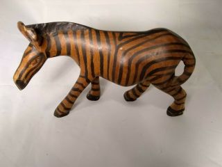 Hand Carved Wooden Statue Of An African Zebra 3 " X5 "