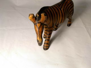 Hand Carved Wooden Statue Of An African Zebra 3 
