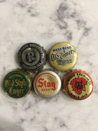 Vintage Beer Bottle Caps - Old Timers,  Old Style,  Stag,  G.  Weber,  Peter Hand