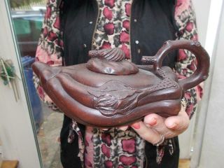 Chinese Vintage Yixing Clay Gourd Shaped Teapot In Lovely