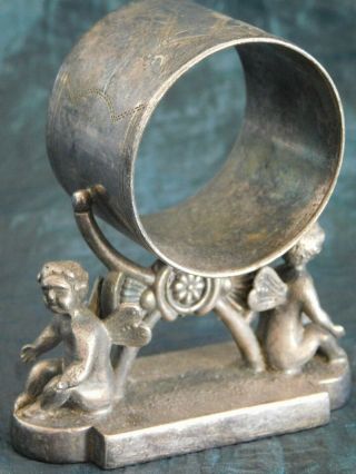 Vintage Cherub Figural Napkin Ring Quadruple Plate
