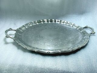 Midcentury English Flutes Scalloped Webster Wilcox Waiter Serving Tray 27 " 