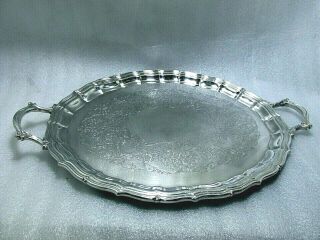 MIDCENTURY ENGLISH FLUTES SCALLOPED WEBSTER WILCOX WAITER SERVING TRAY 27 