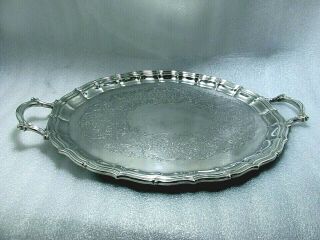 MIDCENTURY ENGLISH FLUTES SCALLOPED WEBSTER WILCOX WAITER SERVING TRAY 27 