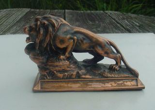 Brass Or Bronze?? Unmarked Lion On A Stand
