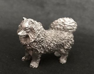Pewter Samoyed Spitz Dog Puppy Detailed Silver Metal Figurine Statue