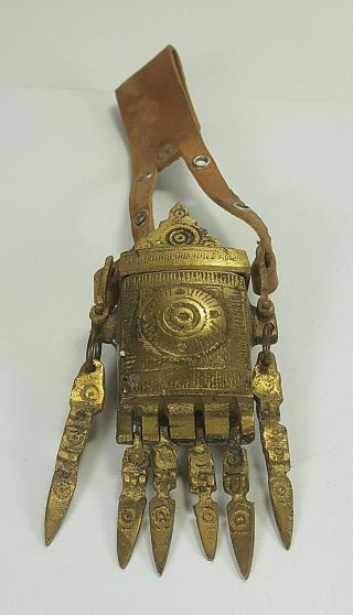 Antique Ornate Brass Middle Eastern Ottoman Palaska Ammo Cartridge Box