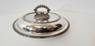 Good Quality Antique Vintage Silver Plated Tureen Serving Dish Beaded Design