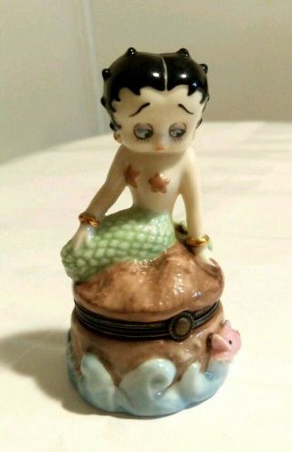 Betty Boop " Mermaid " Porcelain Hinged Trinket Box 1998 Kfs/fs Hearst