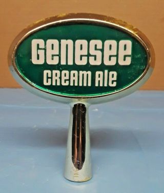 Vintage Brass Genesee Cream Ale Beer Oval Double Sided Metal Tap Handle