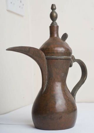 Antique Middle Eastern Islamic Arabic Brass/Copper Alloy Dallah Coffee Pot & Lid 2