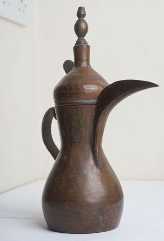 Antique Middle Eastern Islamic Arabic Brass/Copper Alloy Dallah Coffee Pot & Lid 4
