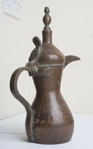 Antique Middle Eastern Islamic Arabic Brass/Copper Alloy Dallah Coffee Pot & Lid 6