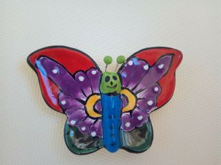 Mexican Folk Art Talavera Pottery Butterfly Figurine