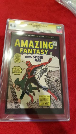 Spider - Man Collectible Series 1 Cgc 9.  4 Ss Stan Lee Reprint Fantasy 15