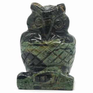Owl Figurine 1.  5 " Natural Stone Kambaba Jasper Carved Animal Statue Home Decor