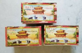 SET OF 3 - VINTAGE ANTIQUE ASIAN CHINESE CHINA MEE CHUN HONG KONG TEA BOXES 5