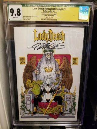 Lady Death Apocalyptic Abyss 1 Legend Sketch Handcrafted Edition Cgc Ss 9.  8 Cho