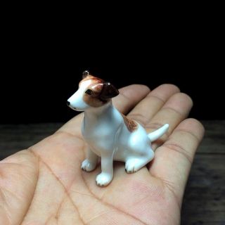 Jack Russel Dog Ceramic Figurine Dollhouse Miniature Handmade Collectibles 1 2