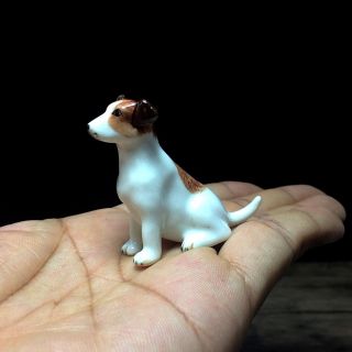 Jack Russel Dog Ceramic Figurine Dollhouse Miniature Handmade Collectibles 1 3
