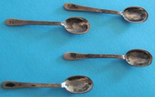 Four Vintage Miniature Doll House Mma Sterling Silver Spoons