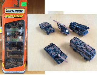 Matchbox Jungle Attack 5 - Pack Set Dated 1997 Inc Hummer,  Abrams Tank,  3 Others