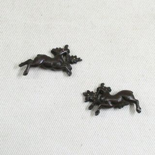 A376: Real Old Japanese Copper Swords Ornament Menuki Of Deer And Maple Image.
