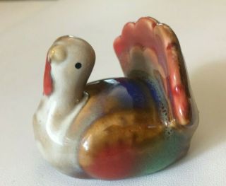 Adorable Miniature Turkey Figurine Colorful Pottery,  Great For Dollhouse Yard