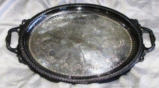 Tray,  2 Handles,  Silver Plated Vintage Large & Heavy,  Very