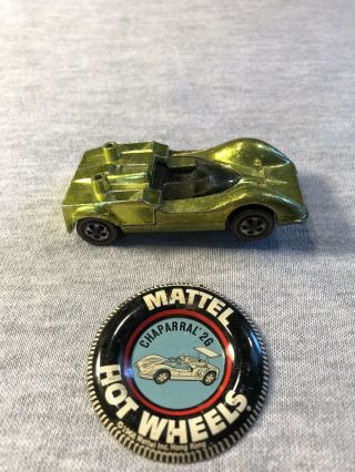 1968 Redlines Hot Wheels Lime Green Chaparral 2g Parts W/ Button