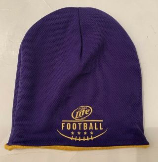 Miller Lite Football Embroidered Reversible Ski Cap Purple/gold