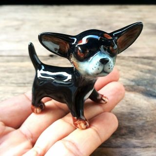 The Dog Chihuahua Ceramic Figurine Collectibles Miniature Handmade Cute Gift