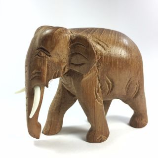 Hand Carved Wood Elephant Figure Sculpture Vintage Style Craft Home Decor