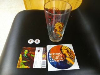 Atwater Brewery Dirty Blonde Beer Pint Glass 2 Pins Sticker Label Detroit Mi