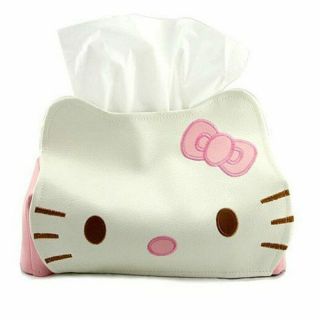 Hello Kitty Pu Leather Tissue Paper Box Kleenex Napkin Cover Case Holder For Car