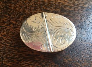Good Vintage Dual Compartment Oval 925 Solid Sterling Silver Pill Box,  Earring 3