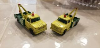 2 Matchbox Series No.  13 Dodge Wreck Trucks.  Made In England.  By Lesney.