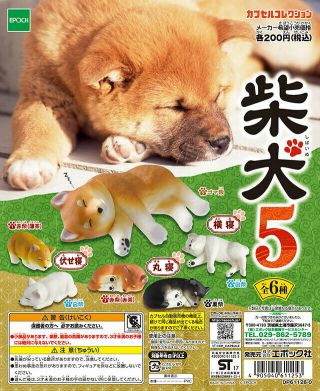 A113 EPOCH Japan Puppy Dog Shiba Inu 5 Sleeping Sideways Goma Shiba Gashapon 2