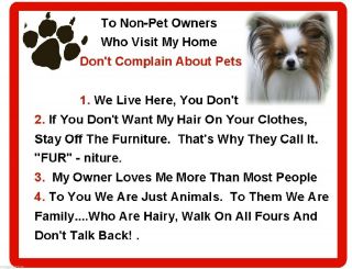 Funny Dog Papillon House Rules Refrigerator / Magnet Gift Card Idea