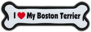 Dog Bone Magnet: I Love My Boston Terrier | Dogs Doggy | Car Automobile