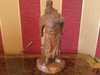 Fine Quality Hand Carved Wood Vintage Oriental Japanese Samurai Warrior Figure