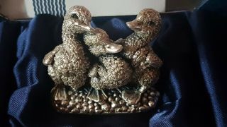 Adorable 3 Hallmarked Sterling Silver Ducklings By Country Artists