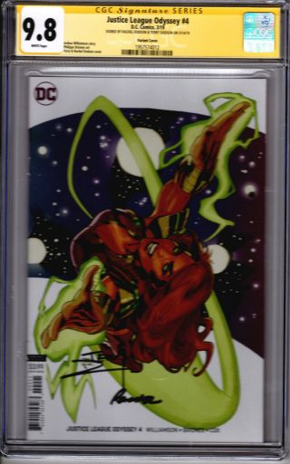 Justice League Odyssey 4 Variant Cover Cgc Ss 9.  8 Terry & Rachel Dodson Sigs