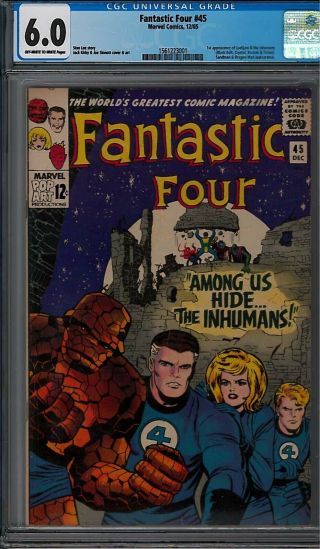 Fantastic Four 45 Cgc 6.  0 Ow - W 1st Appearance Of Lockjaw And The Inhumans