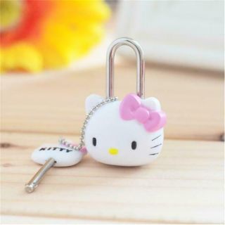 1pcs Kawaii Pink Cartoon Hello Kitty Lock Cat Multifunctional Mini Lock With Key